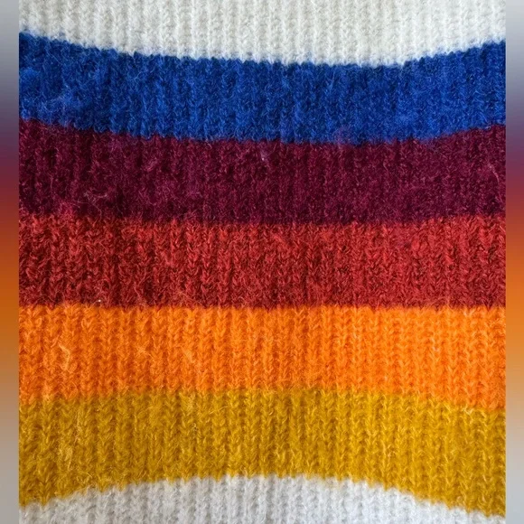 Express Retro Rainbow Stripe Mock Turtleneck Sweater Size Medium EUC - Picture 3 of 7